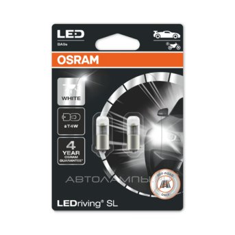T4W 12V-LED (BA9s) 6000K 0.8W Cool White LEDriving SL 3 пок. (бл.2шт.) 3893DWP-02B
